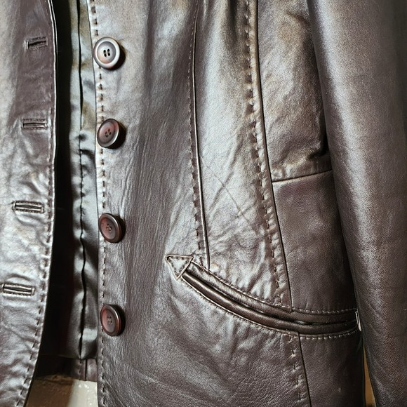 Women's Soft Leather Jacket - Provence D'Amour - Chocolate - Small - Picture 3 of 8